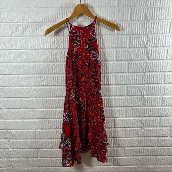 Parker Dax Silk Dress Red Flare Bandana Medium - Picture 3 of 4